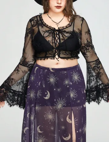 Top Romwe Plus Size, negru