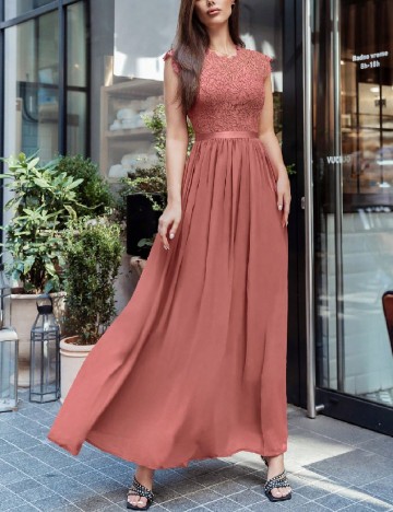 Rochie lunga Miusol, roz pudra