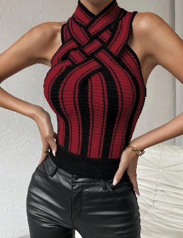 Top SHEIN, rosu/negru