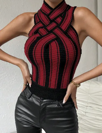 Top SHEIN, rosu/negru