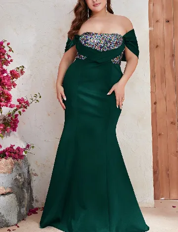 Rochie lunga Giffniseti Plus Size, verde
