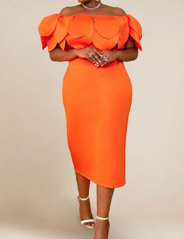 Rochie medie SHEIN CURVE, portocaliu