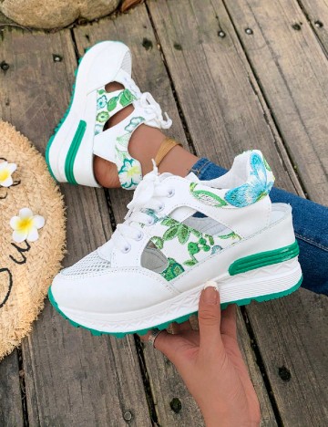 Adidasi SHEIN, alb/verde