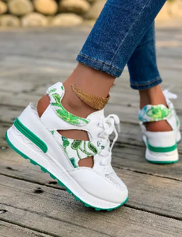 Adidasi SHEIN, alb/verde