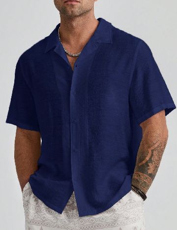 Camasa SHEIN Plus Size Men, bleumarin