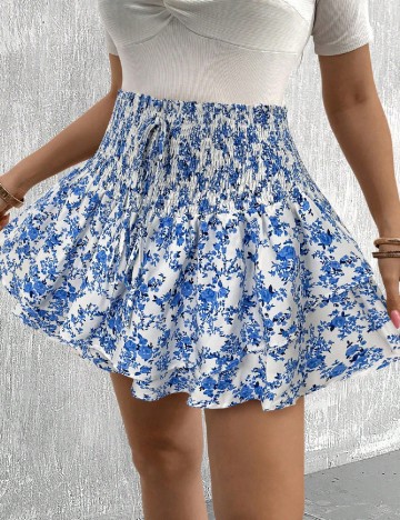 Pantaloni scurti SHEIN CURVE, albastru/alb