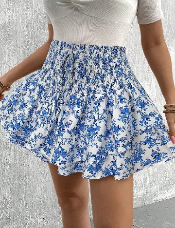 Pantaloni scurti SHEIN CURVE, albastru/alb