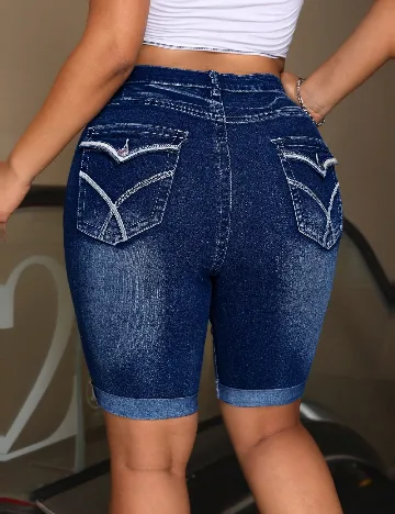 Pantaloni scurti SHEIN CURVE, bleumarin