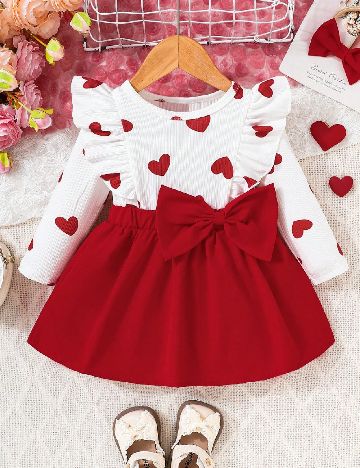 Rochie Shein Kids, alb/rosu