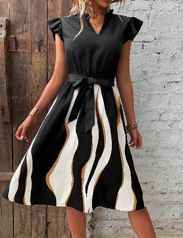 Rochie medie SHEIN, negru/alb