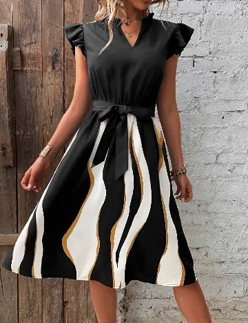 Rochie medie SHEIN, negru/alb