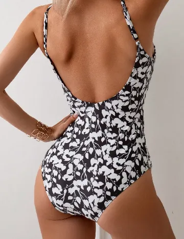 Costum de baie SHEIN, alb/negru