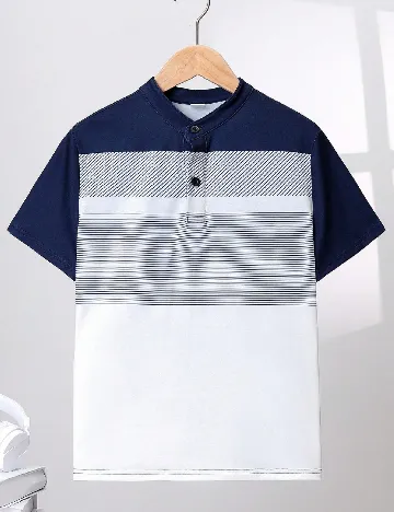 Tricou Shein Kids, alb/albastru