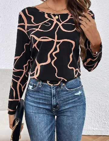 Bluza SHEIN, negru/crem