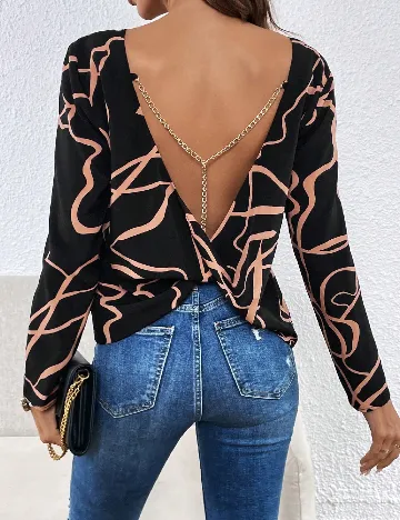 Bluza SHEIN, negru/crem