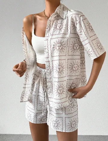 Compleu SHEIN, ecru/maro