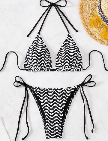 Costum de baie SHEIN, alb/negru