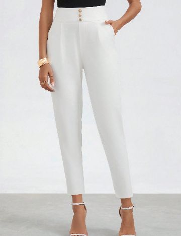 Pantaloni SHEIN CURVE, alb