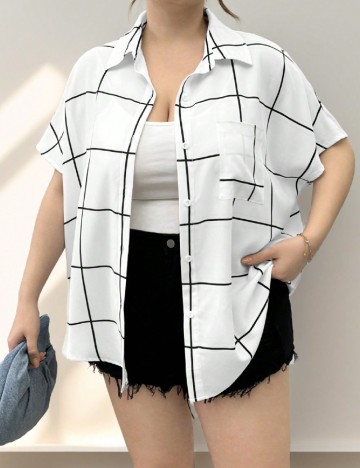 Camasa Oversize SHEIN CURVE, alb