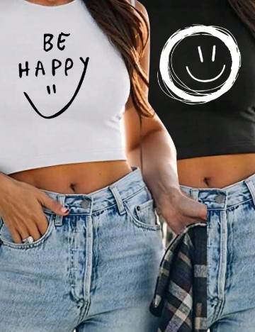 Set topuri 2 bucati SHEIN, alb/negru