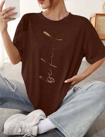 Tricou Oversize SHEIN, maro