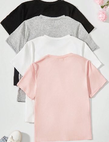 Set Tricouri 4 bucati Shein Kids, mix culori