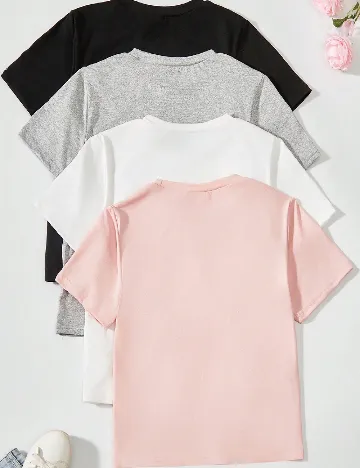 Set Tricouri 4 bucati Shein Kids, mix culori