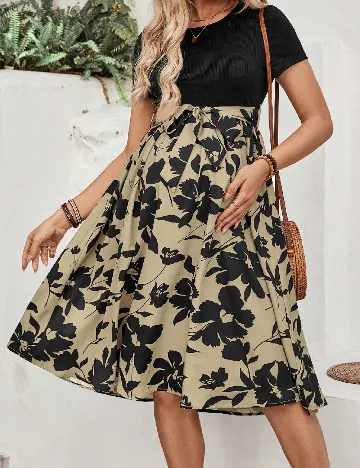 Rochie medie SHEIN Maternity, negru/bej