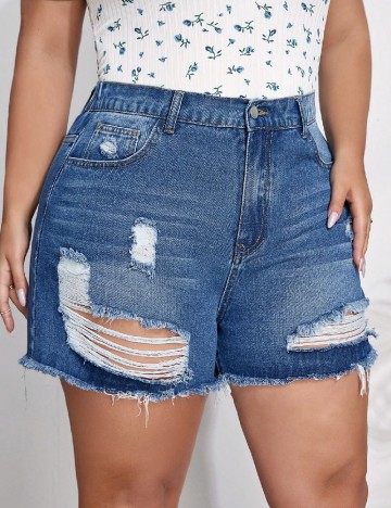 Pantaloni scurti SHEIN CURVE, albastru