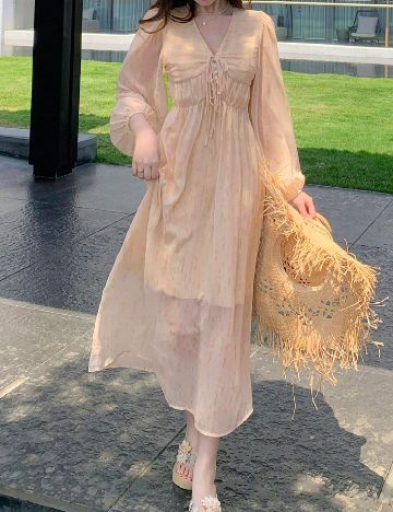 Rochie lunga Dazy, crem