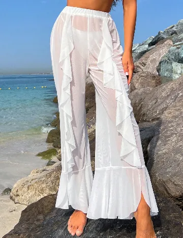 Pantaloni de plaja SHEIN, alb