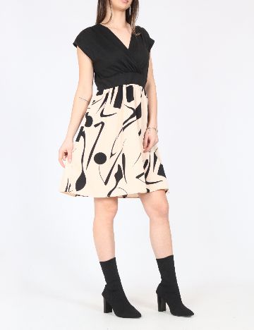 Rochie scurta SHEIN, crem/negru