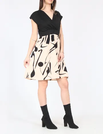 Rochie scurta SHEIN, crem/negru