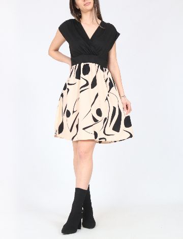 Rochie scurta SHEIN, crem/negru