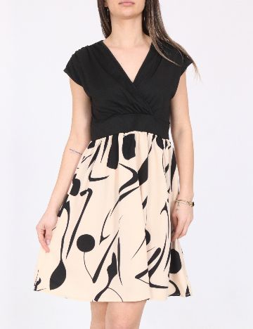 Rochie scurta SHEIN, crem/negru