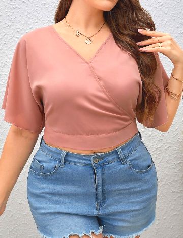 Bluza SHEIN CURVE, roz pudra