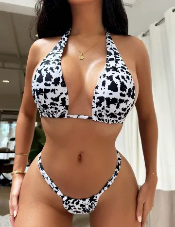 Costum de baie SHEIN, negru/alb