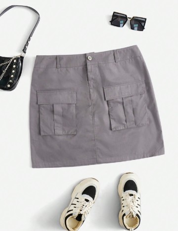 Fusta SHEIN CURVE, gri