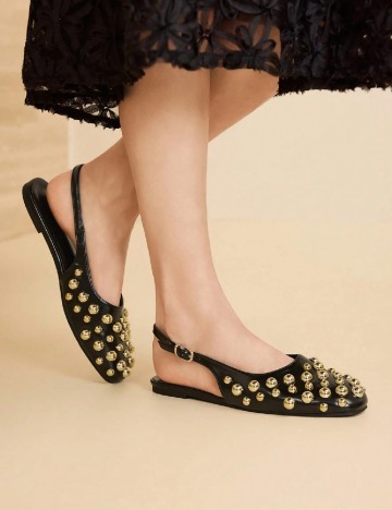 Pantofi MOTF, negru/auriu