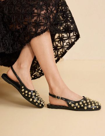 Pantofi MOTF, negru/auriu