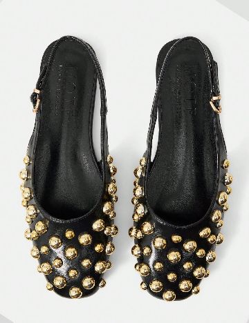 Pantofi MOTF, negru/auriu