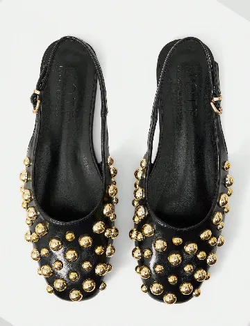 Pantofi MOTF, negru/auriu