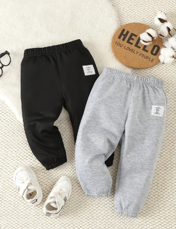 Set pantaloni 2 perechi Shein Kids, negru/gri