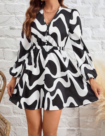 Rochie scurta SHEIN, alb/negru