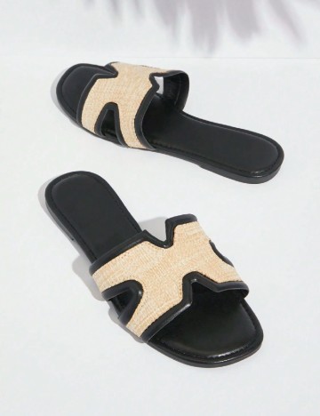 Slapi SHEIN, crem/negru