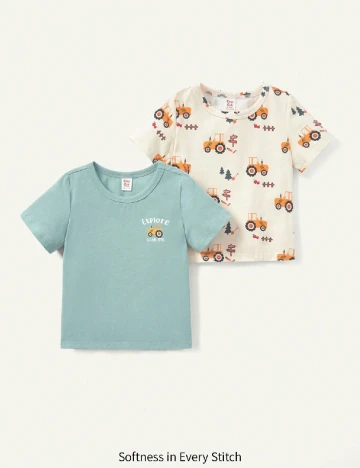 Set Tricouri 2 bucati CozyCub, mix culori