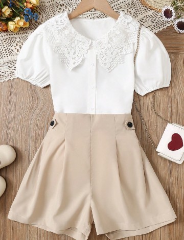 Compleu Shein Kids, alb/crem