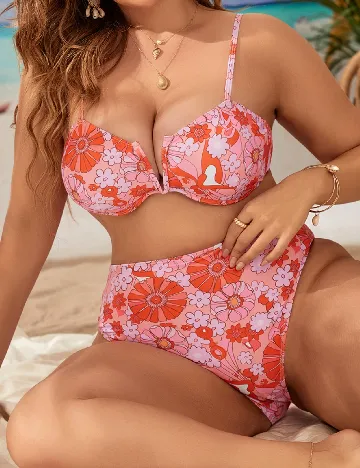 Costum de baie SHEIN CURVE, floral print