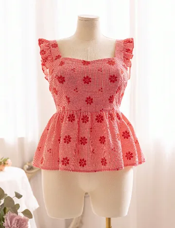 Bluza SHEIN CURVE, rosu/alb