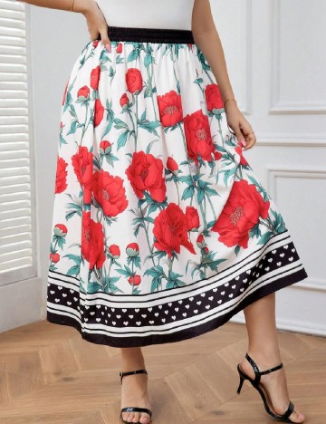 Fusta SHEIN CURVE, floral print